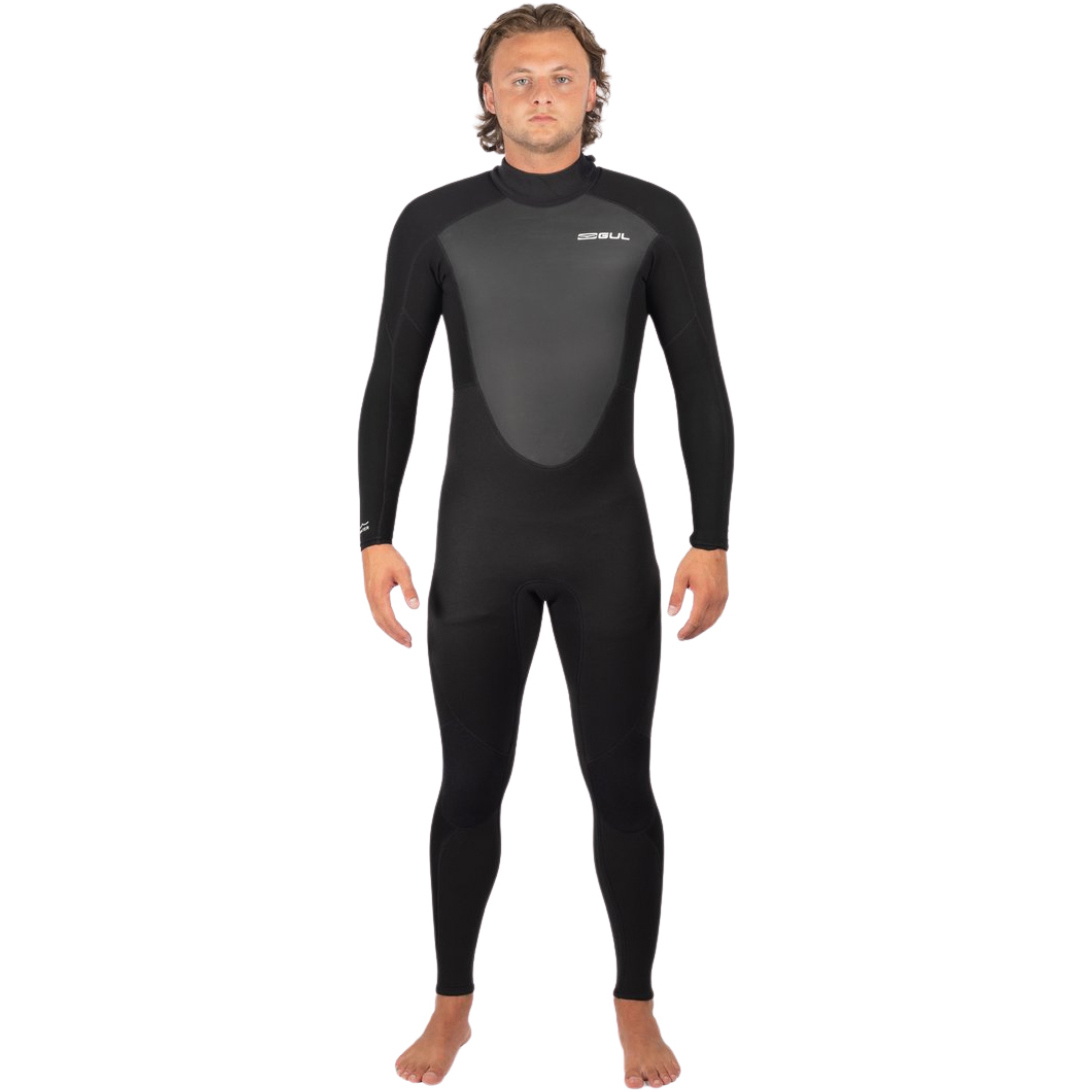 2026 Gul Mens Response 3/2mm Flatlock Back Zip Wetsuit RE1321-C1 - Black